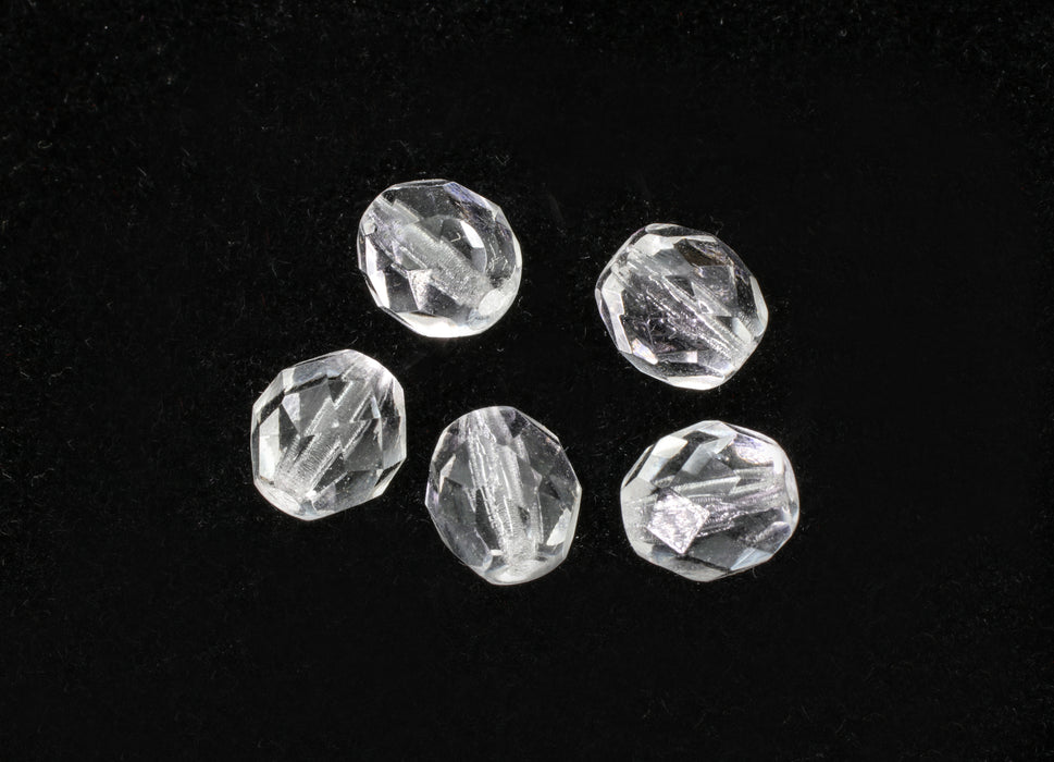 6 mm Fire Polished Glass Beads Crystal 1 mass for
