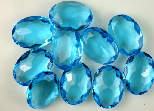 Glass TTC Ovals  25 x 18mm Aquamarine (Unfoiled)  1/2 gross for