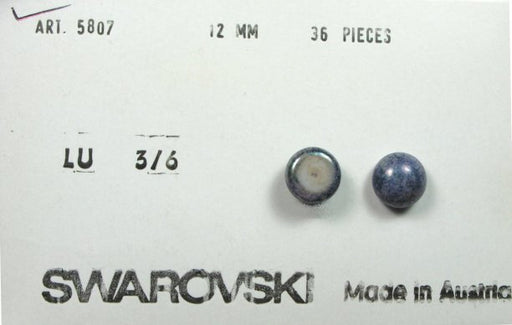 Swarovski ART #5807  Flat Back Round Cabochons  12mm Gray Speckled  3 dozen for