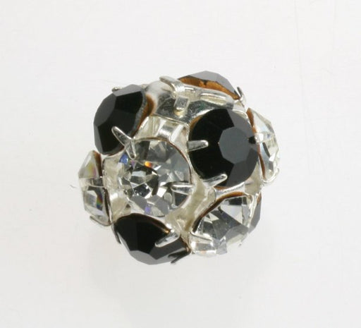Rhinestone Bead Ball  18mm Crystal-Jet/Silver Plate  1 Gross For