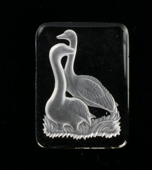 Glass Intaglio - Vintage  2 Birds  18 pieces for