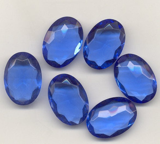 Glass TTC Ovals  25 x 18mm Sapphire (Unfoiled)  1/2 gross for