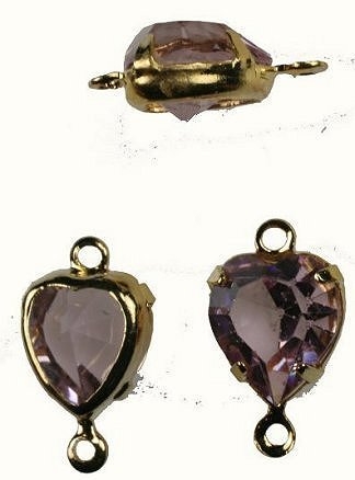 Swarovski heart pendant  Gold plate  8 x 8.8mm Light Amethyst  1/2 gross for