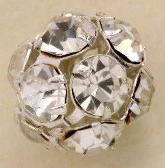 Rhinestone bead ball  10mm Crystal/Silver Plate  2 dozen for