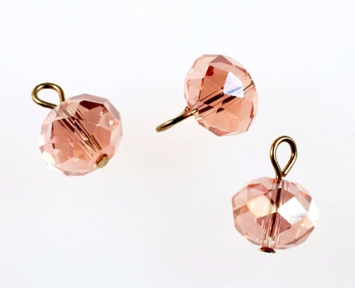 Faceted Rondelle with eye pin  10mm  Available In Lt. Rose & Lt Smoke Topaz AB  100 pieces for
