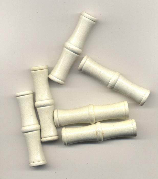 Wooden Tube Beads  60 x 16mm White  100 pieces for