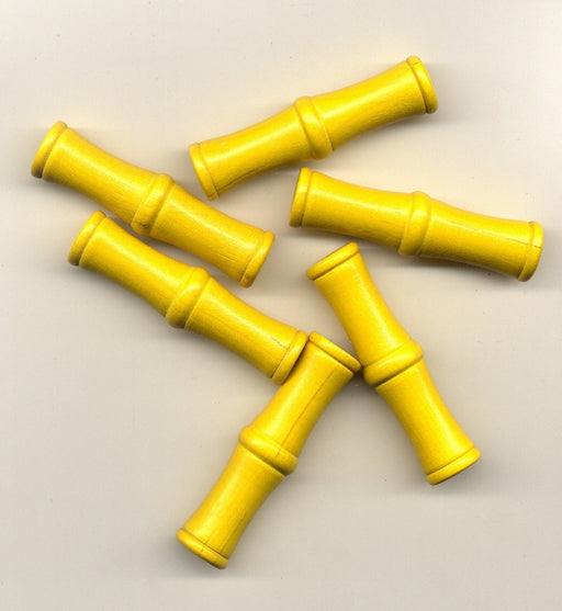 Wooden Tube Beads  60 x 16mm Yellow  100 pieces for