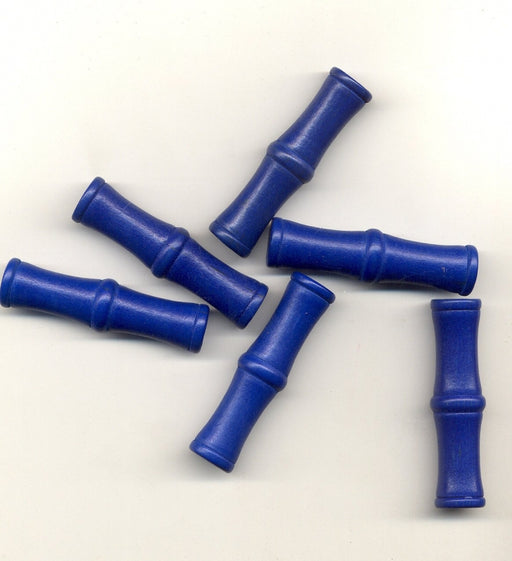 Wooden Tube Beads  60 x 16mm Blue  100 pieces for