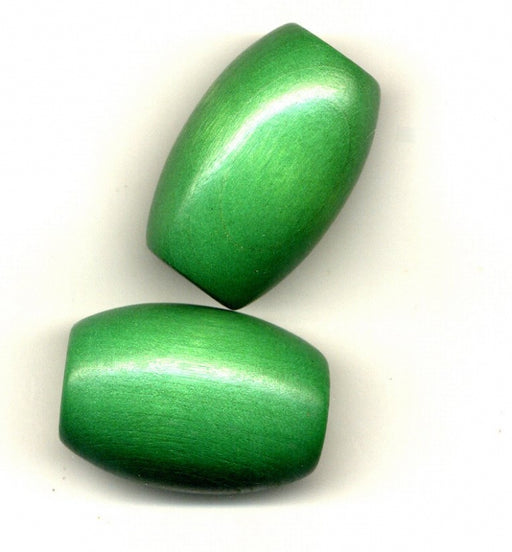 Wooden Barrel Beads  53 x 35mm Green  24 pieces for