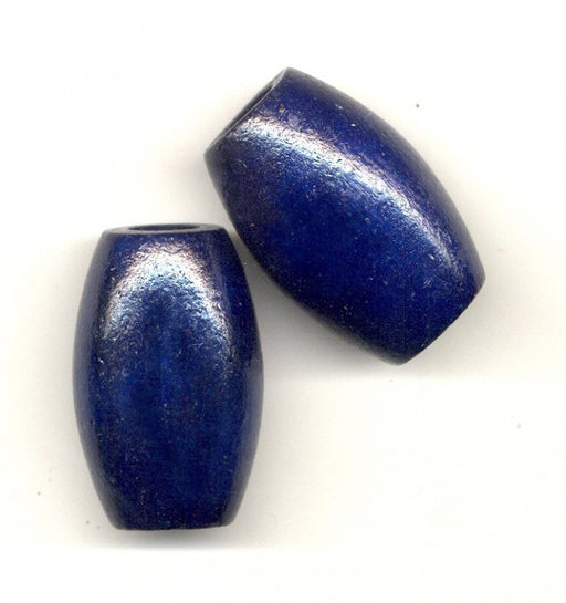 Wooden Barrel Beads  53 x 35mm Indigo  36 pieces for