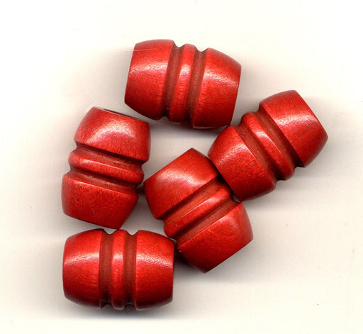 Wooden Tube Beads  29 x 21mm Red  100 pieces for