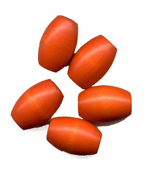 Wooden Tube Beads  32 x 22mm Orange  100 pieces for
