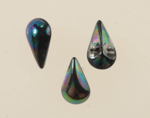 Glass Pear Shape  Jet AB  10mm x 6mm  2 Gross For