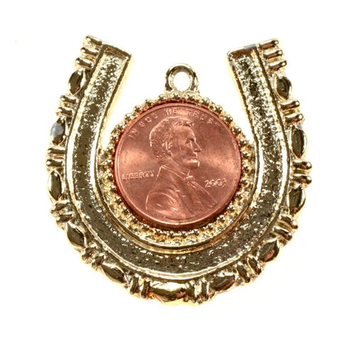 Penny Horse Shoe Pendant  Available In Gold or silver tone  1 Dozen For