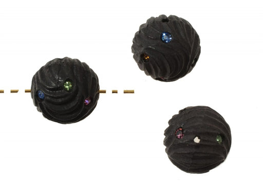 Ribbed Acrylic Rhinestone Bead  16mm Available In Black Or Brown  100 For