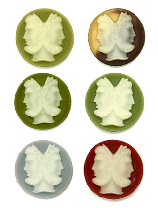 Vintage Plastic Cameos  20mm  Available in 6 colors  1 gross for