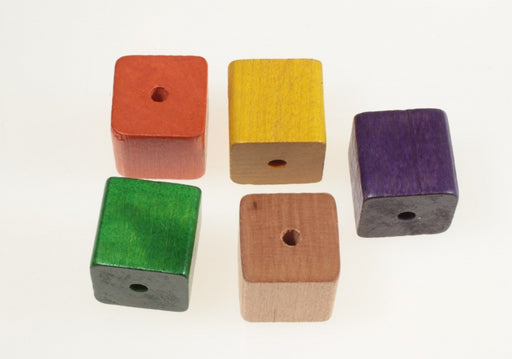 Square Wood Beads  1 InchSquare  5 ColorsAvailable  50 Pieces For