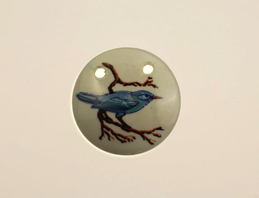 Hand painted blue bird cabochon   27mm diameter   1 Dozen For