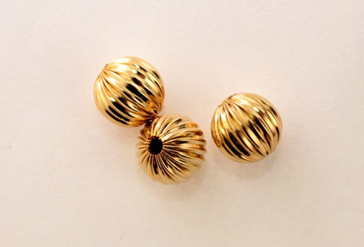 Corrugated Brass Beads - Gold Plated  10mm and 12mm sizes  1/2 Gross For