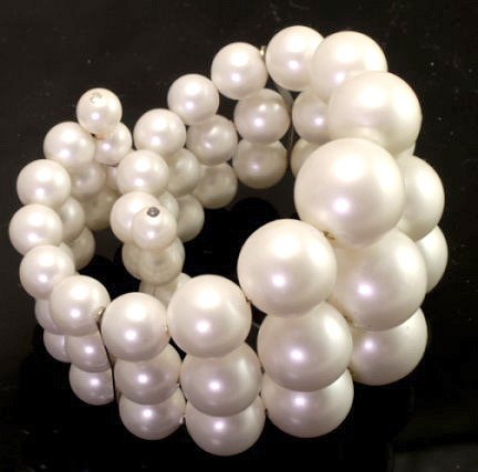 Vintage Memory Wire Plastic Pearl Bracelets  1 dozen for 