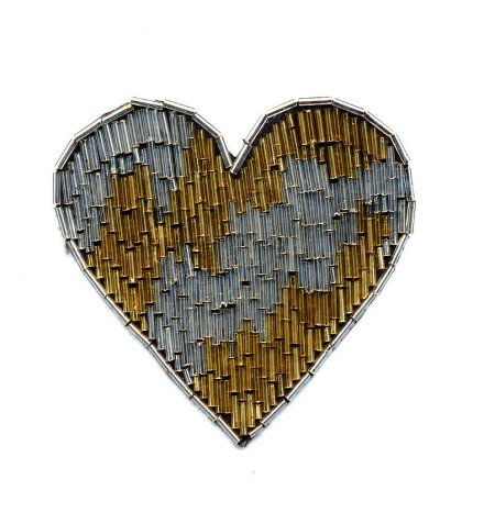 Beaded heart applique.    6 pieces for