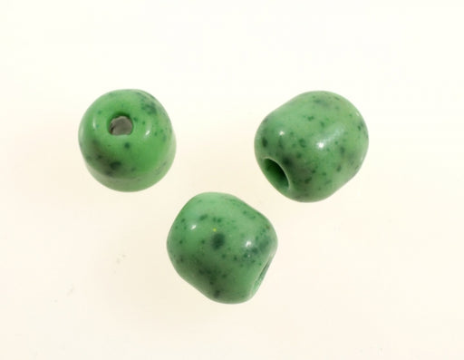 12x11mm Glass Bead; Two-tone: Lime Green w/Dark Green specks. 1 Pound For
