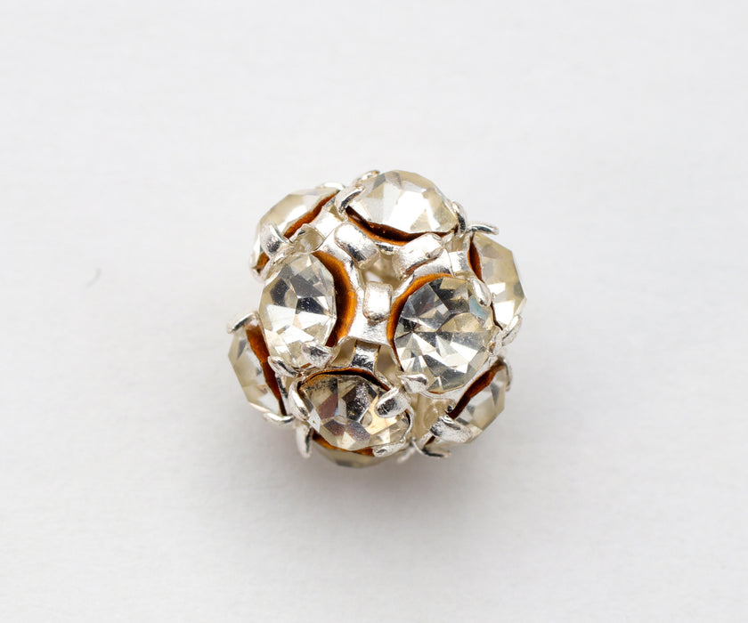 Rhinestone bead ball  10mm Crystal/Silver Plate  2 dozen for