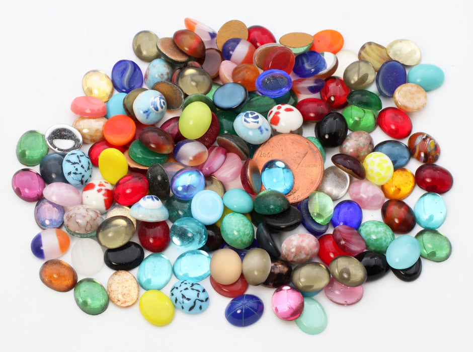 Glass Cabochon Assortment<br> 10 x 8mm <br> 1/2 Pound For
