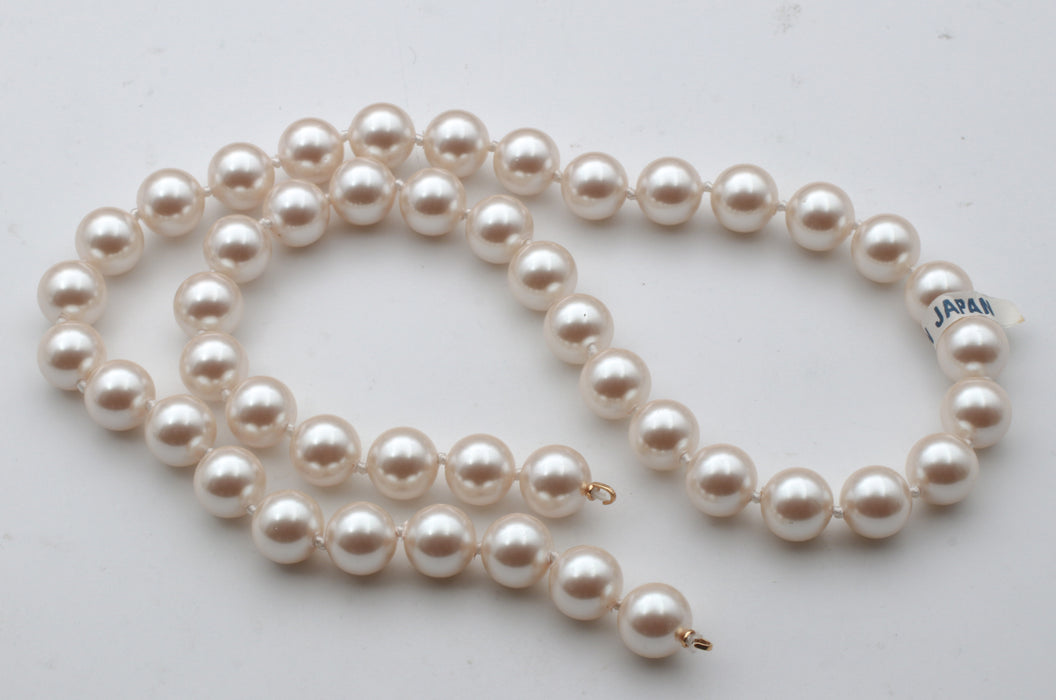Pearlized Glass Beads<br>12mm Round<br>24 Inch Strand<br>2 Strands For