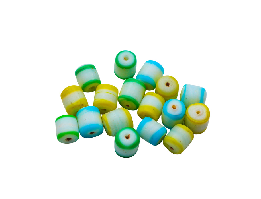 Multi Color Glass Beads<br>10mm x 8mm<br>1 Pound For