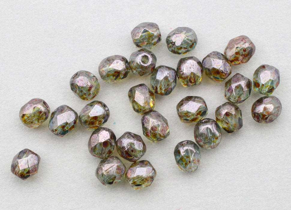 4mm Fire Polished Czech Beads - Luminescent Moss Green 1200 Beads for