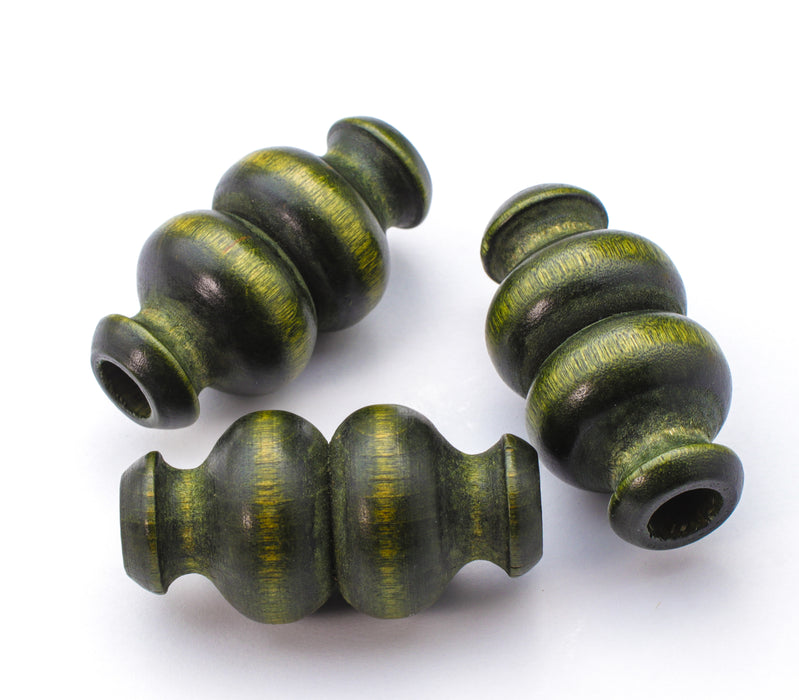 Wooden Beads 57x25mm Green 48 Pieces For