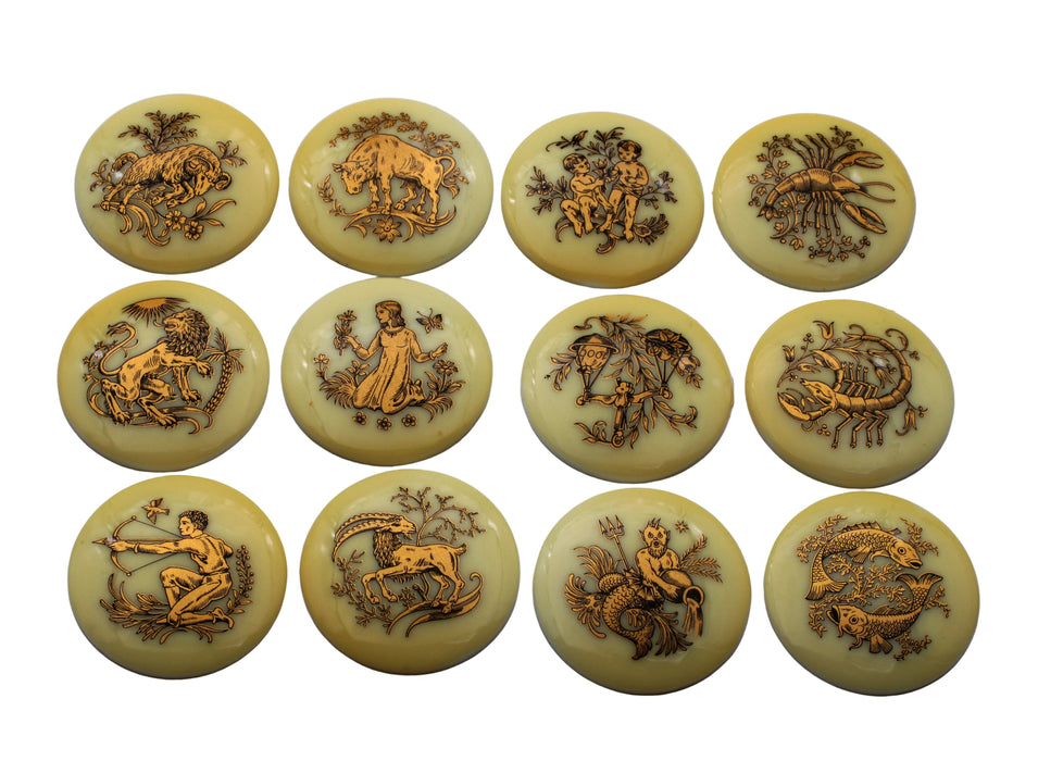 Plastic Zodiac Limoge <br> 12 Pieces For