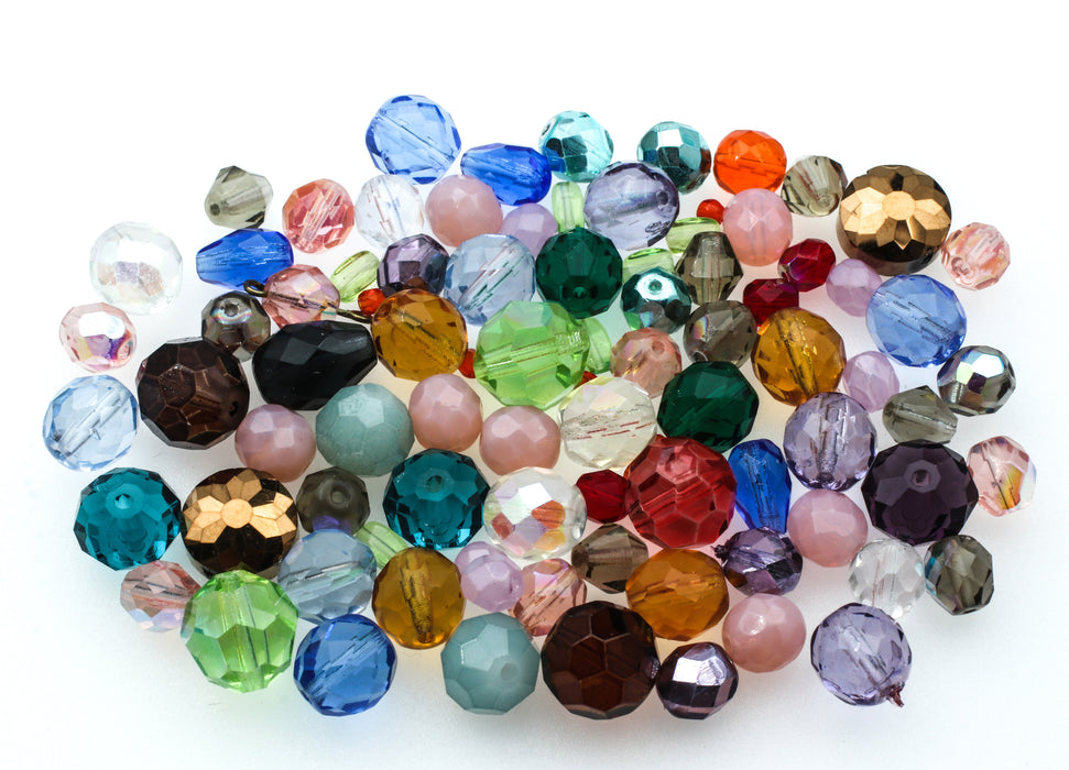 Assorted Faceted Glass Bead Mix 1 Pound For