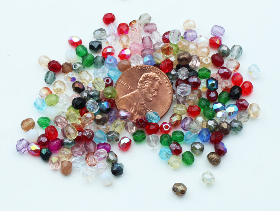 Faceted Bead Mix 3mm <br>1200 Beads For
