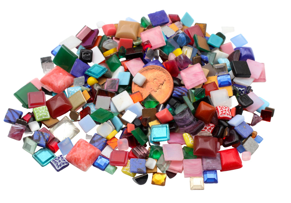 Square Glass Cabochon Mix <br> 1/3 Pound For