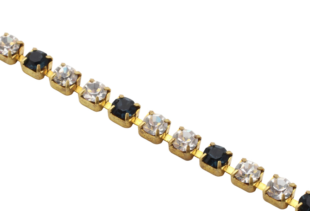 Swarovski Rhinestone Chain 17ss (4mm)Jet & Crystal <br> 10 feet for