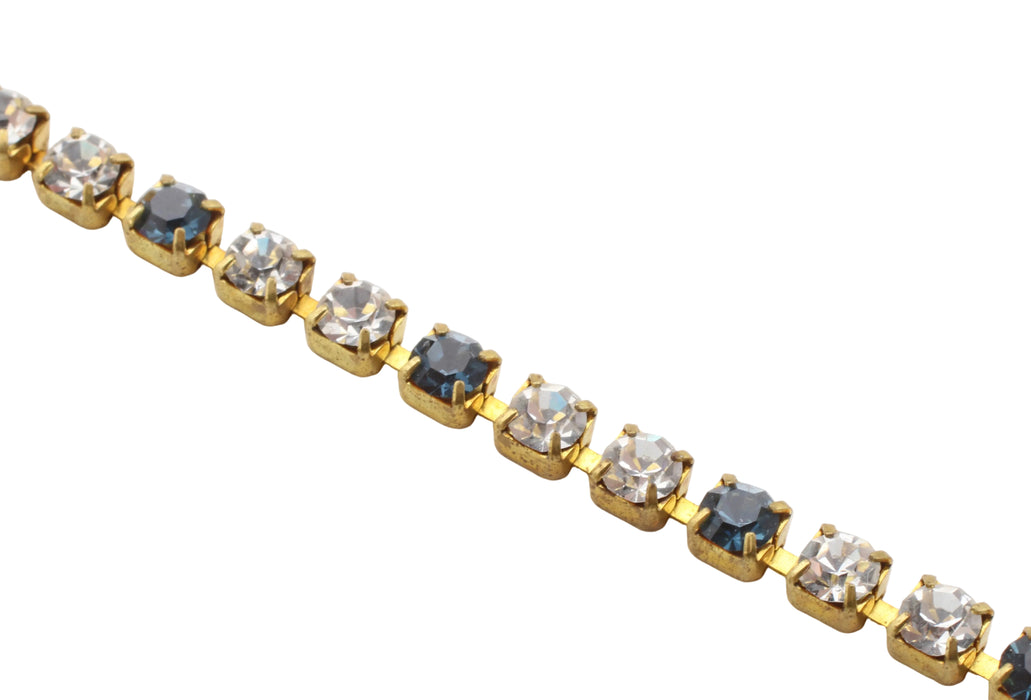 Swarovski Rhinestone Chain 17ss (4mm) Montana & Crystal 10 feet for