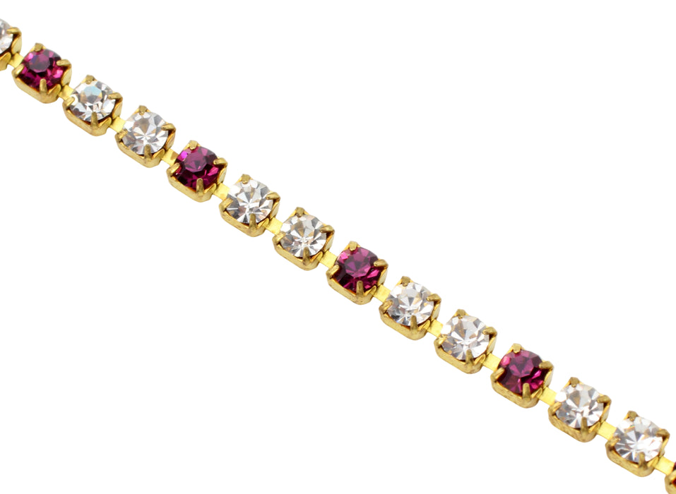 Swarovski Rhinestone Chain 17ss (4mm) Amythest & Crystal <br> 10 feet for