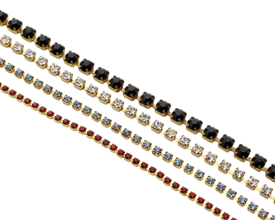 Four Piece Rhinestone Chain Assortment <br> 20 Feet For