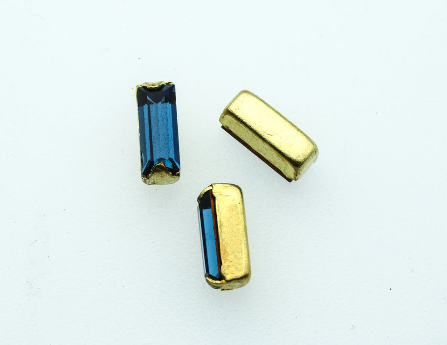 Machine Cut Baguette<br>7 x 3mm Preset Rhinestones<br>Montana Sapphire<br>1 Gross For