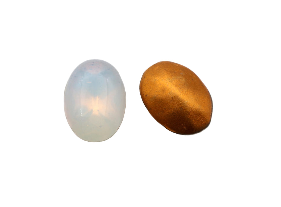 Glass Ovals<br>14 x 10 White Opal Cabochons<br>1 Gross for