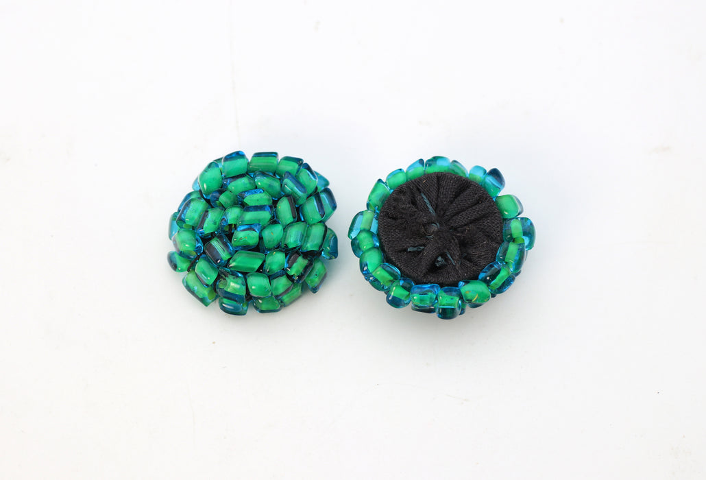 Beaded Glass Cabachons<br>2 Colors Available<br>24mm<br>4 Dozen For