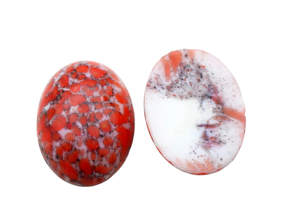 Flat Back Glass  Ovals  25 x 18mm  Coral Matrix  2 dozen for