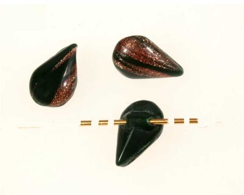 Glass Pear shapes<br>13 x 7.8mm with Gold Color Accents<br>Available in 4 Colors<br>2 gross for