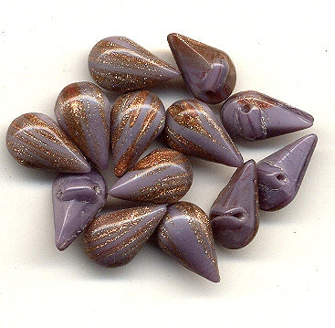 Glass Pear shapes<br>13 x 7.8mm with Gold Color Accents<br>Available in 5 Colors<br>2 gross for