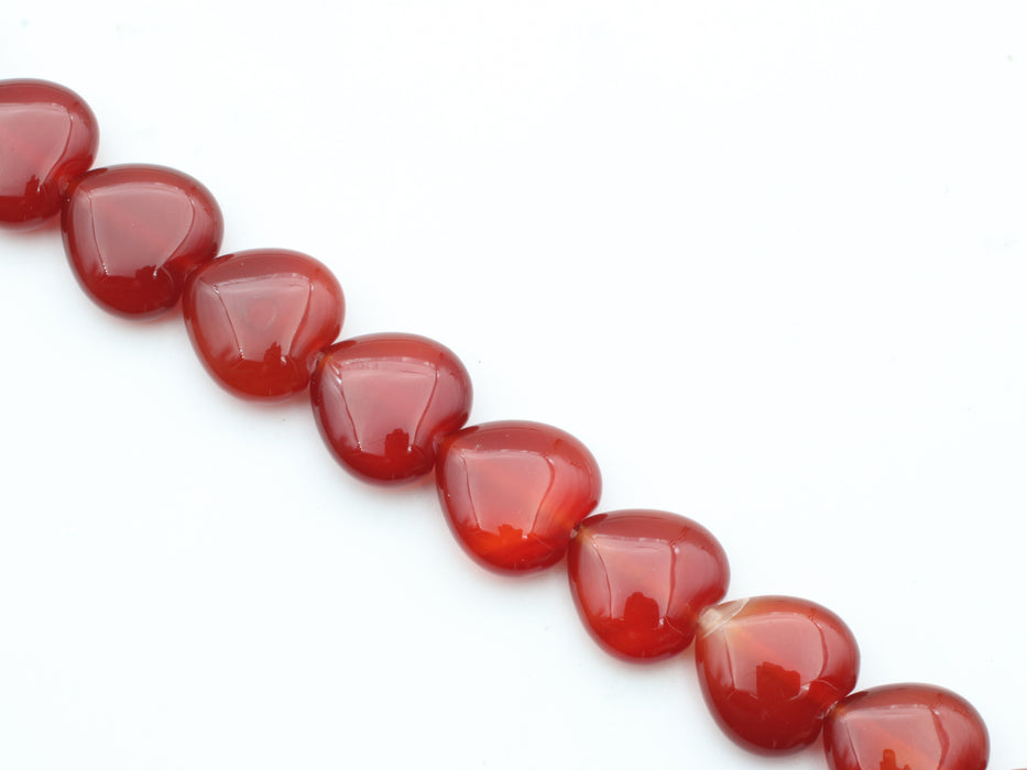 Cornelian 12mm heart Bead<br>1 Strand For