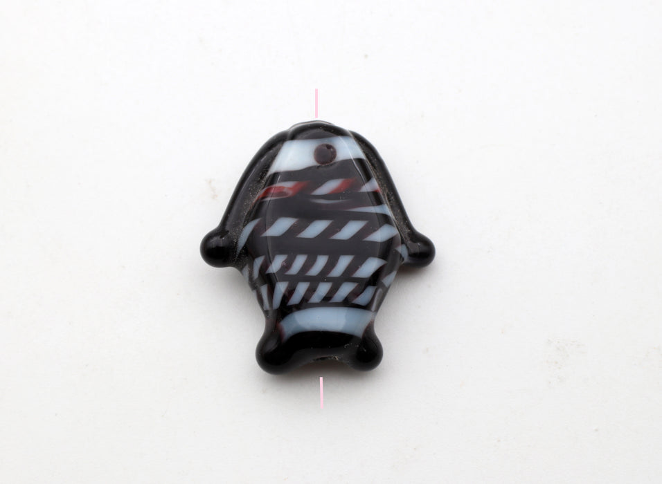 Glass Fish Beads<br>Jet Black with Stripes<br>1 Pound For