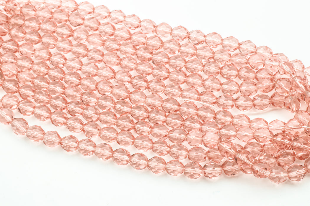 8mm Fire Polished Czech Beads - Peach Pink<br> 300 Beads For