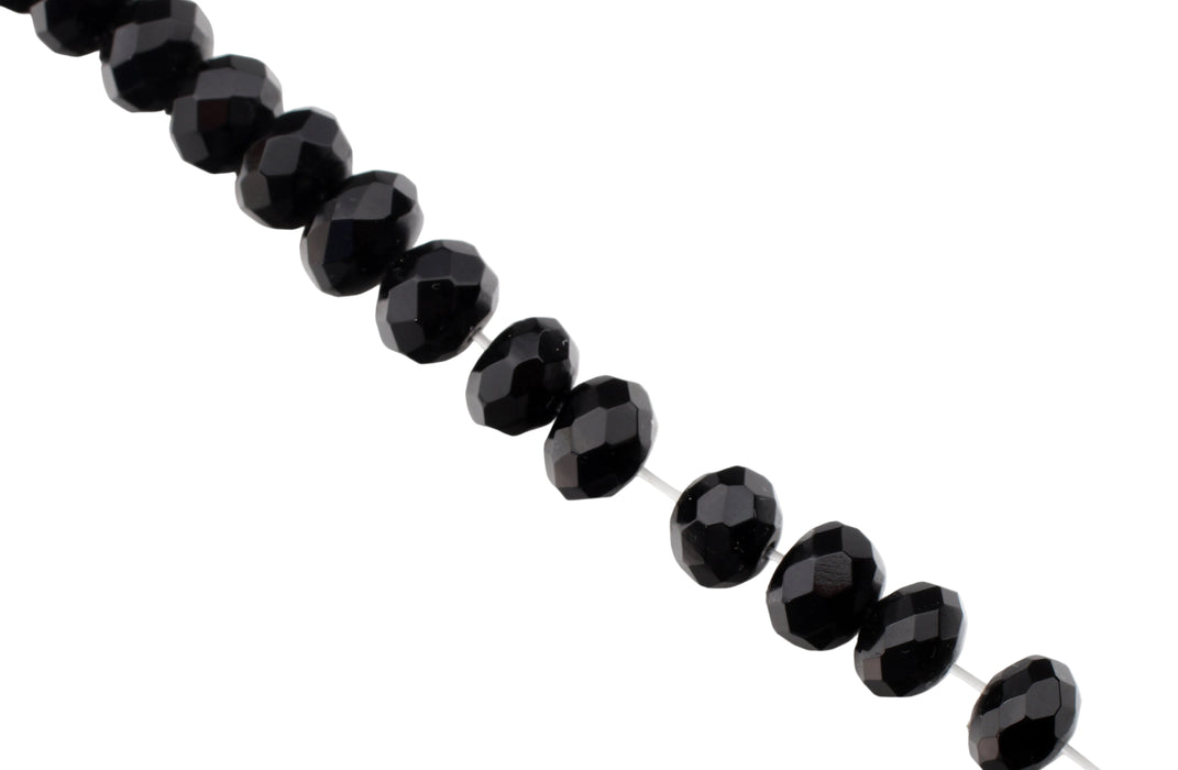 Black Onyx Faceted Rondelle <br> 1 Strand For